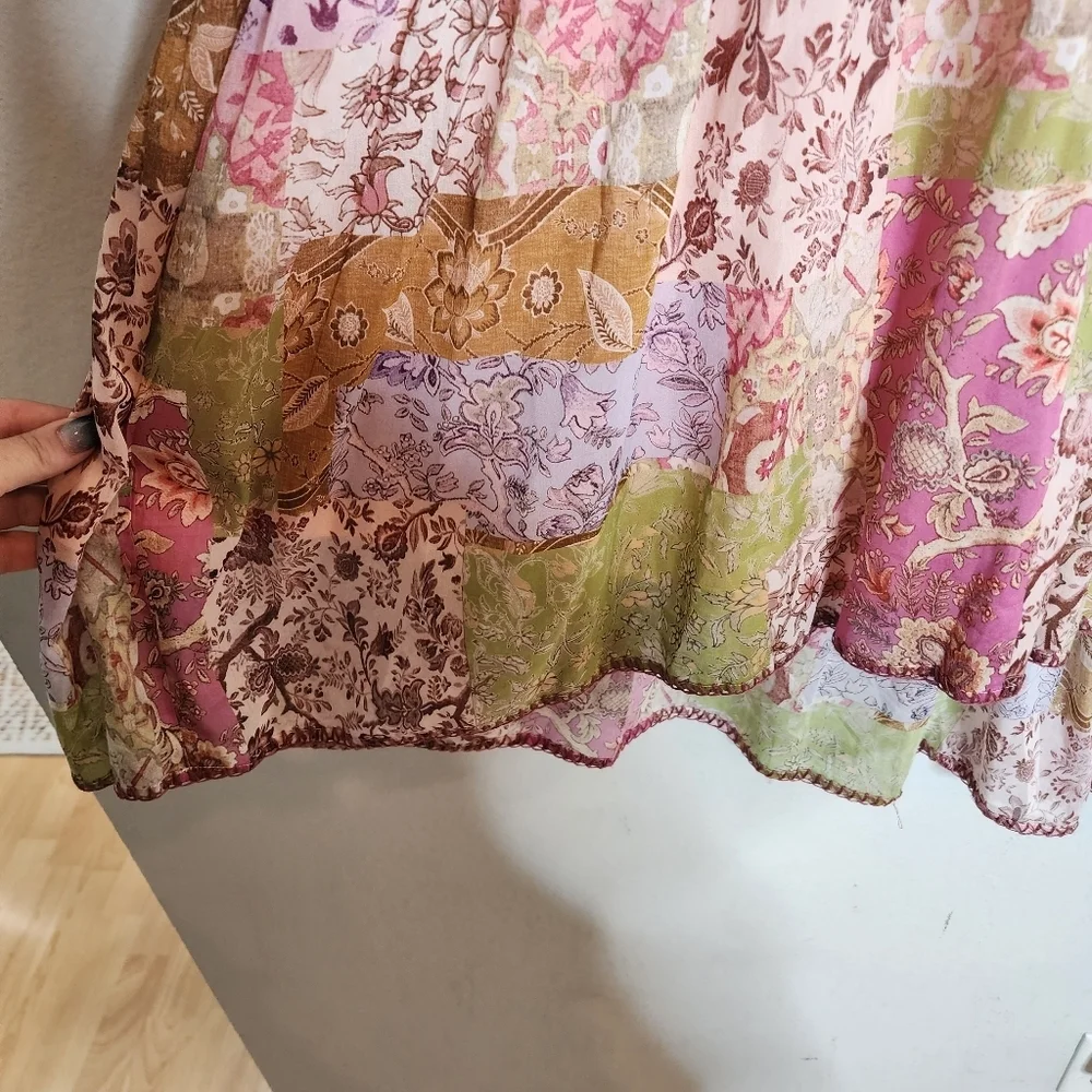 Johnny Was River Tiered Maxi Skirt Pull On Belted Silk Cotton Size XL - Picture 9 of 13